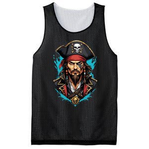 Detailed Pirate Face Mesh Reversible Basketball Jersey Tank