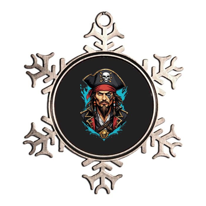 Detailed Pirate Face Metallic Star Ornament