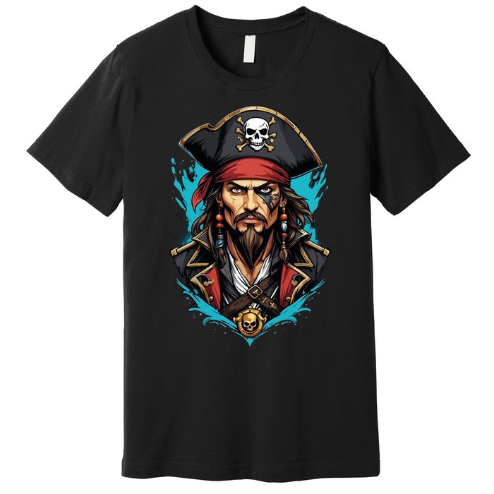 Detailed Pirate Face Premium T-Shirt