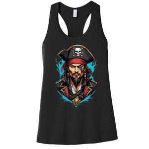 Detailed Pirate Face Women's Racerback Tank