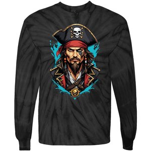 Detailed Pirate Face Tie-Dye Long Sleeve Shirt