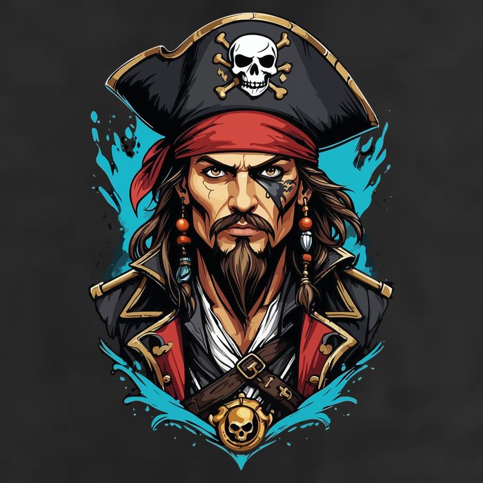 Detailed Pirate Face Golf Towel