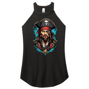 Detailed Pirate Face Women's Perfect Tri Rocker Tank