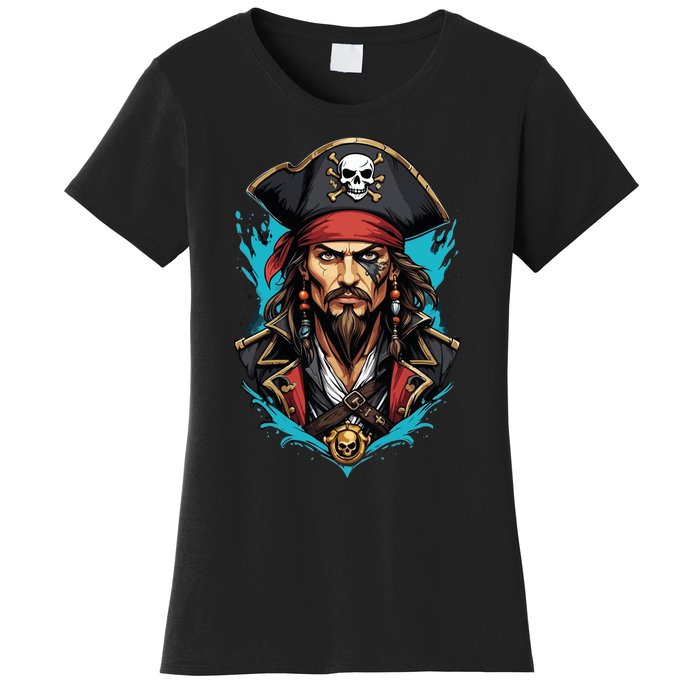 Detailed Pirate Face Women's T-Shirt