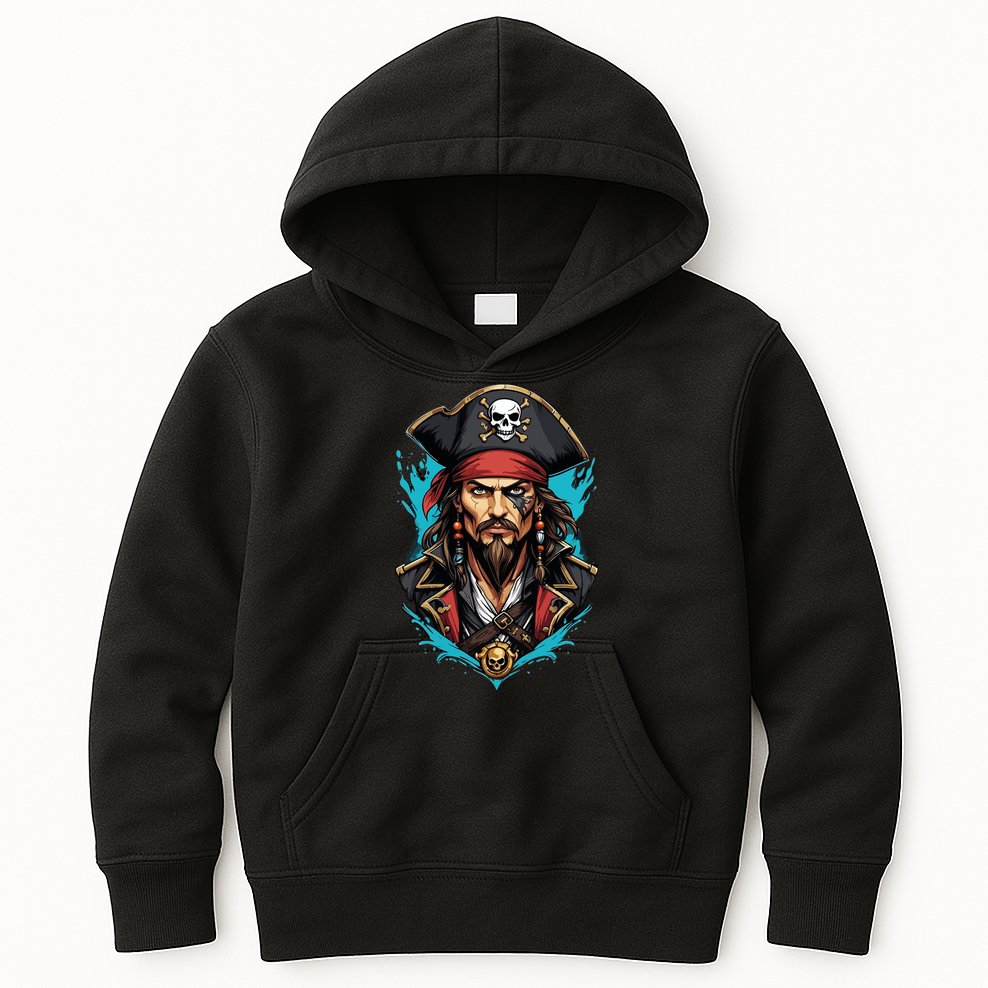 Detailed Pirate Face Kids Hoodie