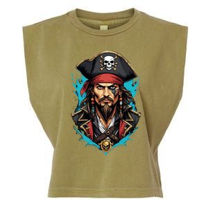 Detailed Pirate Face Garment-Dyed Women's Muscle Tee