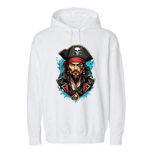 Detailed Pirate Face Garment-Dyed Fleece Hoodie