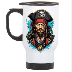 Detailed Pirate Face Stainless Steel Travel Mug