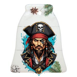 Detailed Pirate Face Ceramic Bell Ornament