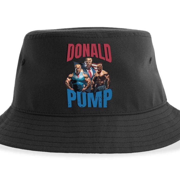 Donald Pump Gift Meme Funny Election Tren Hard Appareal We Go Gym For Bodybuilde Sustainable Bucket Hat