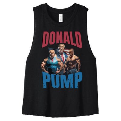 Donald Pump Gift Meme Funny Election Tren Hard Appareal We Go Gym For Bodybuilde Women's Racerback Cropped Tank