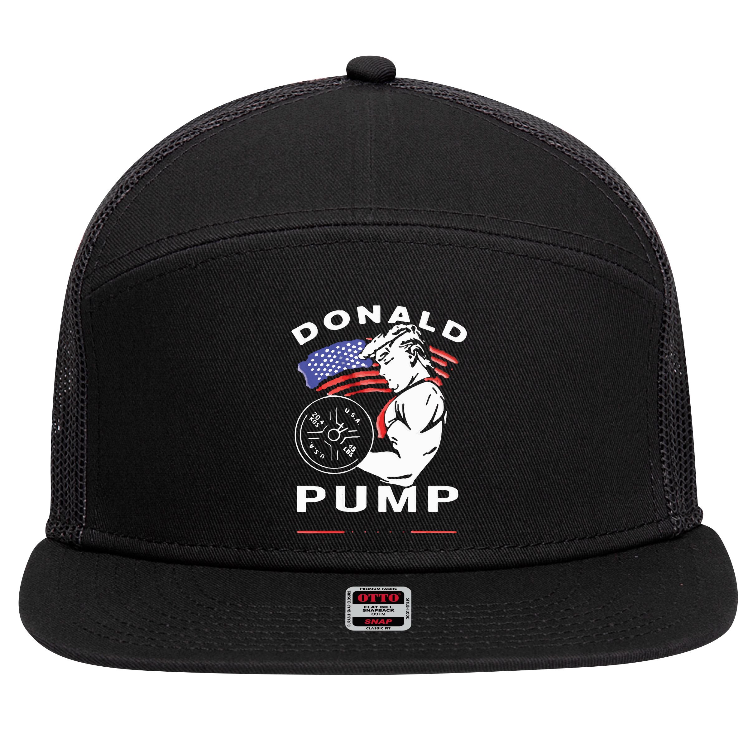 Donald Pump Gym Bodybuilder And Weightlifting 7 Panel Mesh Trucker Snapback Hat