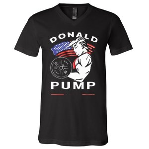 Donald Pump Gym Bodybuilder And Weightlifting V-Neck T-Shirt