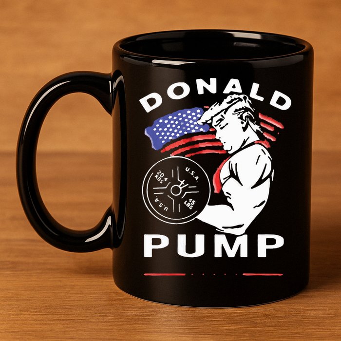 Donald Pump Gym Bodybuilder And Weightlifting 11oz C Handle Ceramic Mug