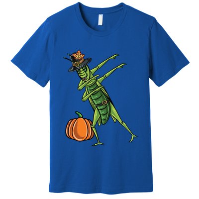 Dabbing Pilgrim Grasshopper Thanksgiving Gift Premium T-Shirt