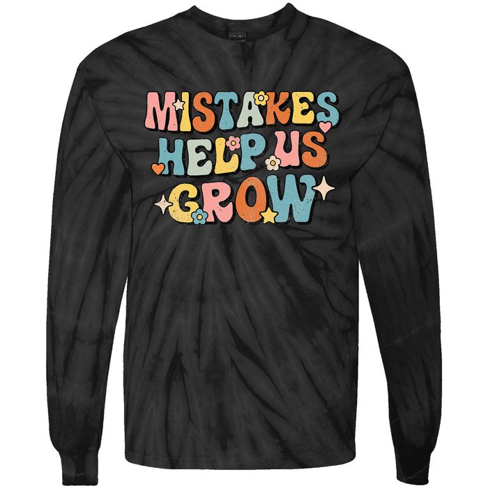 Daisy Positive Growth Mindset Retro Teacher Back To School Tie-Dye Long Sleeve Shirt