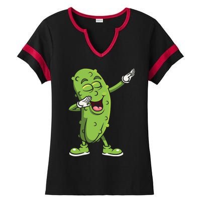 Dabbing Pickle Gift Cucumber Vegetarian Vegan Pickles Lover Gift Ladies Halftime Notch Neck Tee