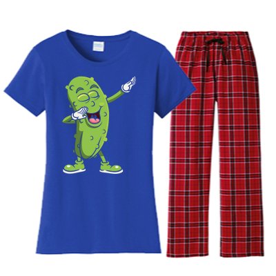 Dabbing Pickle Gift Cucumber Vegetarian Vegan Pickles Lover Gift Women's Flannel Pajama Set