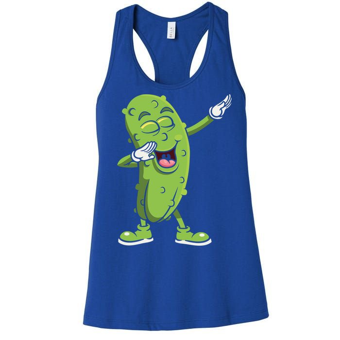 Dabbing Pickle Gift Cucumber Vegetarian Vegan Pickles Lover Gift Women's Racerback Tank