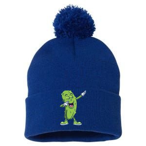 Dabbing Pickle Gift Cucumber Vegetarian Vegan Pickles Lover Gift Pom Pom 12in Knit Beanie