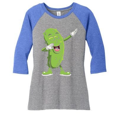 Dabbing Pickle Gift Cucumber Vegetarian Vegan Pickles Lover Gift Women's Tri-Blend 3/4-Sleeve Raglan Shirt