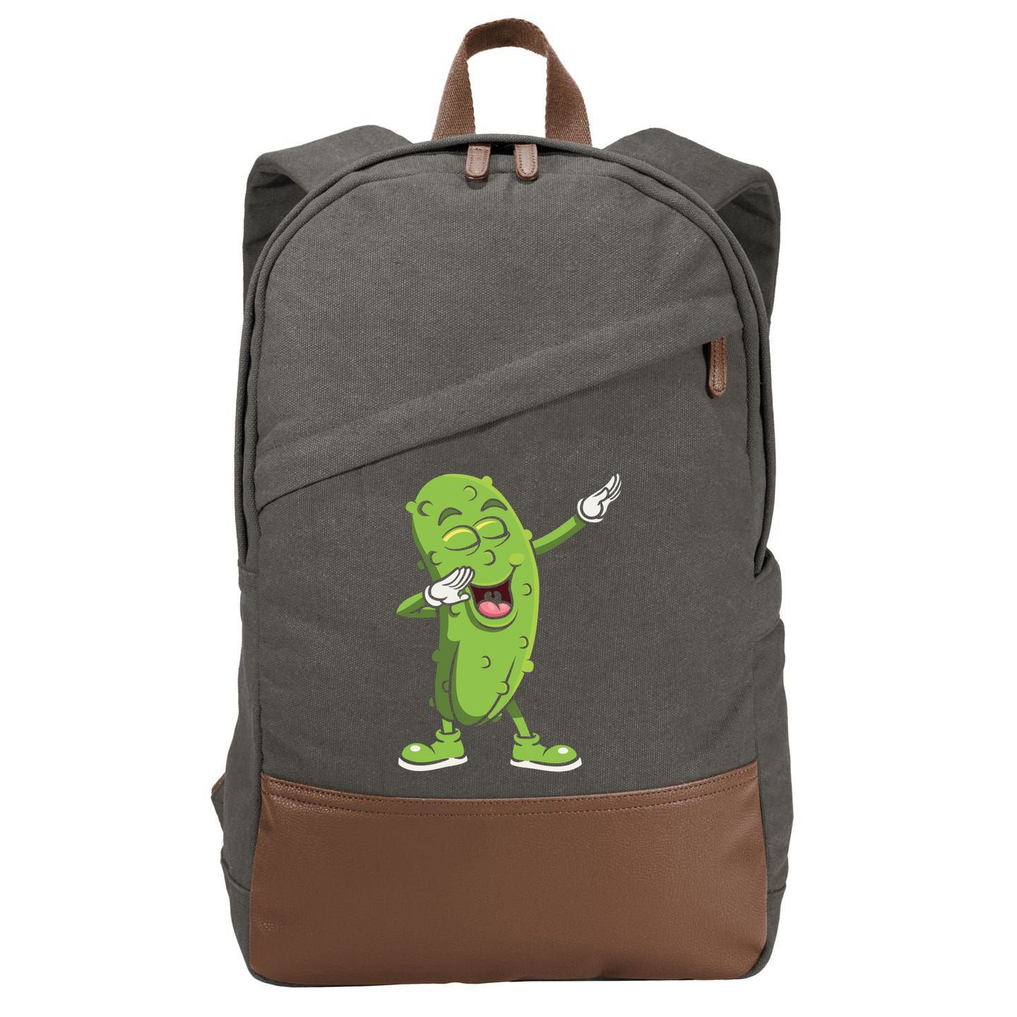 Dabbing Pickle Gift Cucumber Vegetarian Vegan Pickles Lover Gift Cotton Canvas Backpack