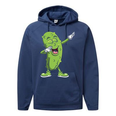 Dabbing Pickle Gift Cucumber Vegetarian Vegan Pickles Lover Gift Performance Fleece Hoodie