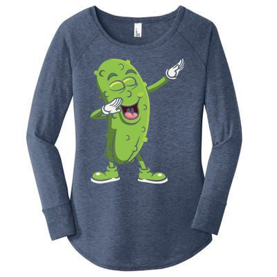 Dabbing Pickle Gift Cucumber Vegetarian Vegan Pickles Lover Gift Women's Perfect Tri Tunic Long Sleeve Shirt