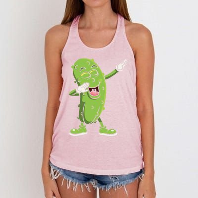 Dabbing Pickle Gift Cucumber Vegetarian Vegan Pickles Lover Gift Women's Knotted Racerback Tank