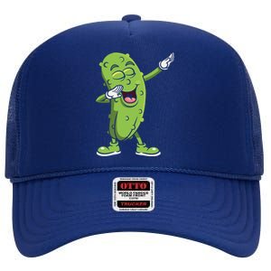 Dabbing Pickle Gift Cucumber Vegetarian Vegan Pickles Lover Gift High Crown Mesh Back Trucker Hat