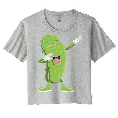 Dabbing Pickle Gift Cucumber Vegetarian Vegan Pickles Lover Gift Women's Crop Top Tee