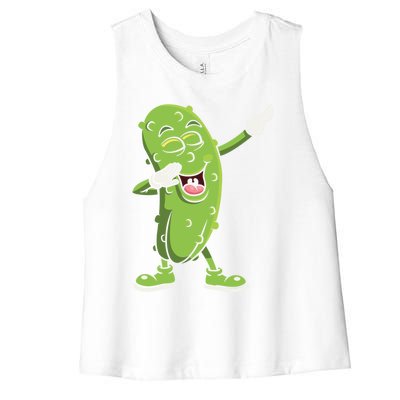 Dabbing Pickle Gift Cucumber Vegetarian Vegan Pickles Lover Gift Women's Racerback Cropped Tank