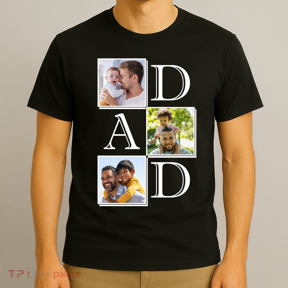Dad Personalized Gift For Fathers Day Custom Photo T-Shirt