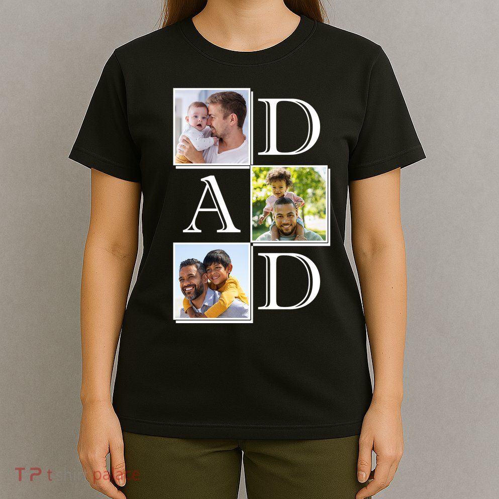 Dad Personalized Gift For Fathers Day Custom Photo T-Shirt