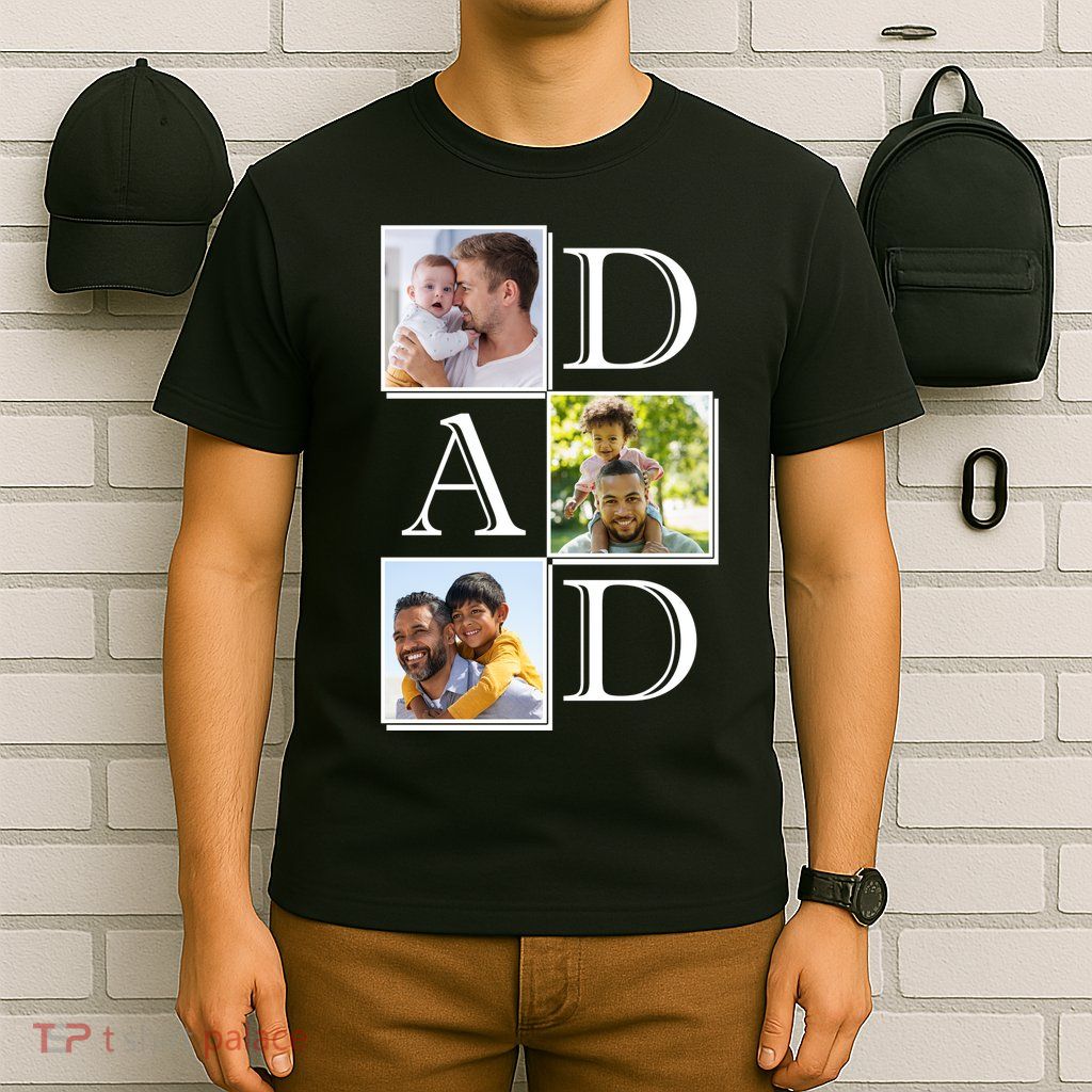 Dad Personalized Gift For Fathers Day Custom Photo T-Shirt