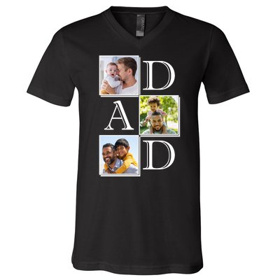 Dad Personalized Gift For Fathers Day Custom Photo V-Neck T-Shirt