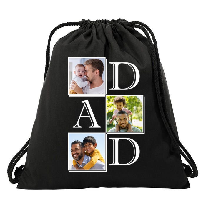 Dad Personalized Gift For Fathers Day Custom Photo Drawstring Bag