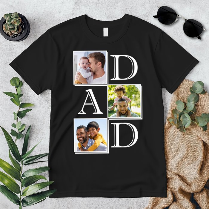 Dad Personalized Gift For Fathers Day Custom Photo Premium T-Shirt
