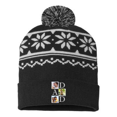 Dad Personalized Gift For Fathers Day Custom Photo USA-Made Snowflake Beanie