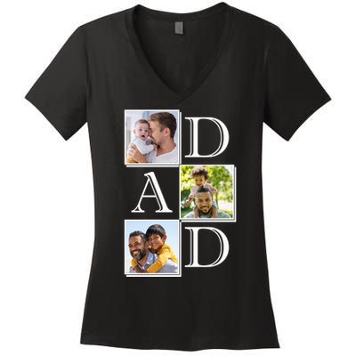 Dad Personalized Gift For Fathers Day Custom Photo Women's V-Neck T-Shirt