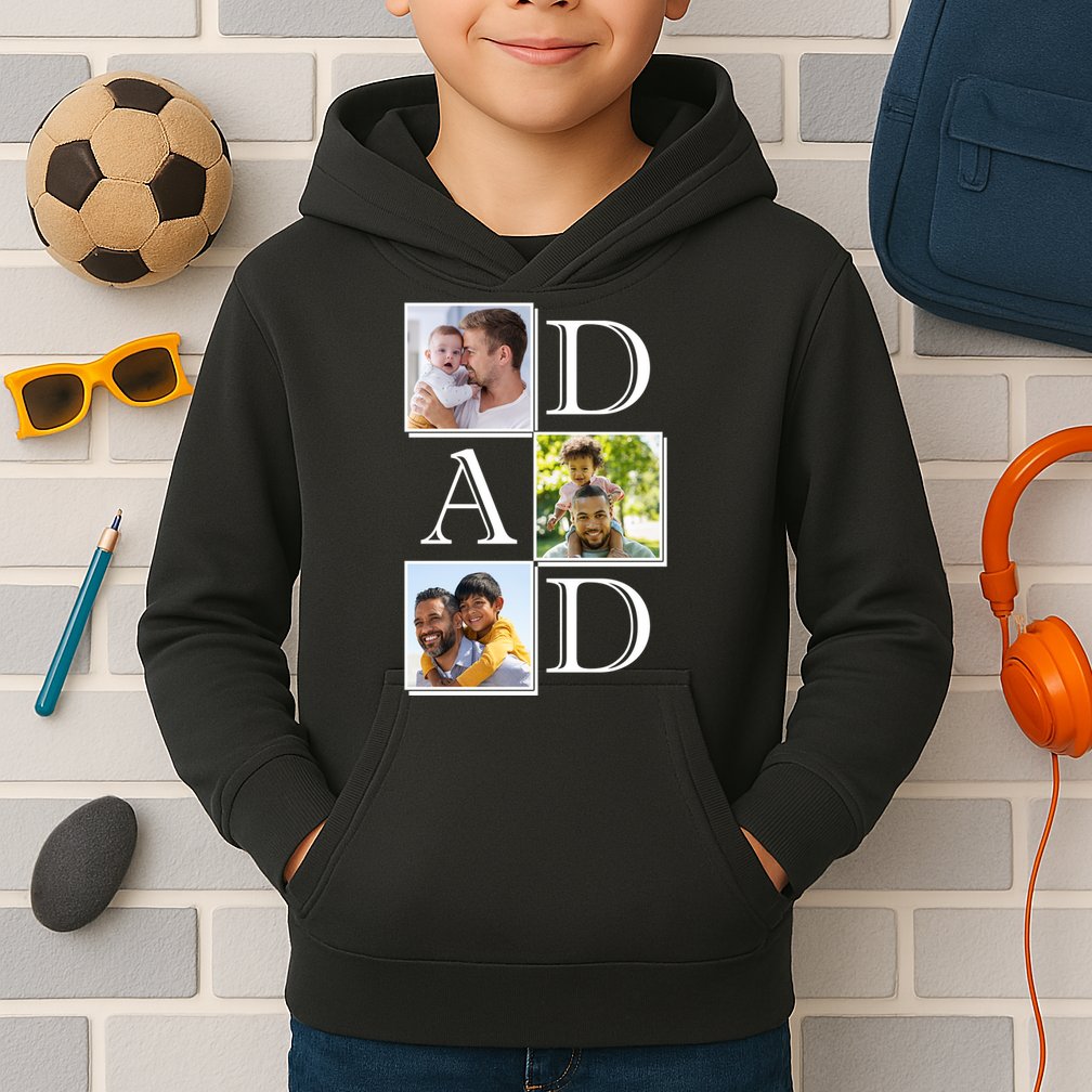 Dad Personalized Gift For Fathers Day Custom Photo Kids Hoodie