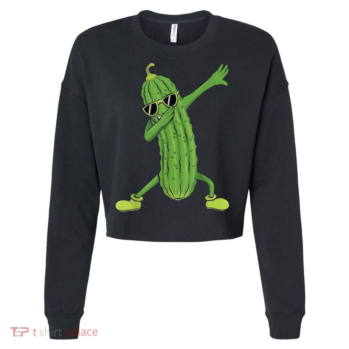 Dabbing Pickle Gift Dancing Cucumber Lover Funny Gifts Cropped Pullover Crew
