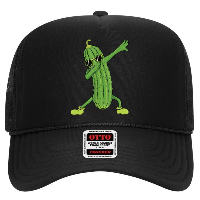 Dabbing Pickle Gift Dancing Cucumber Lover Funny Gifts High Crown Mesh Back Trucker Hat