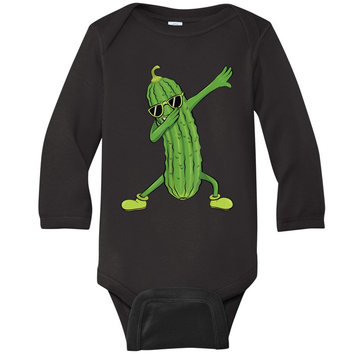 Dabbing Pickle Gift Dancing Cucumber Lover Funny Gifts Baby Long Sleeve Bodysuit