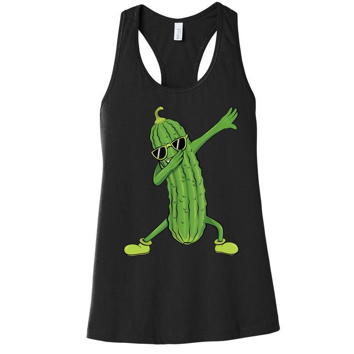 Dabbing Pickle Gift Dancing Cucumber Lover Funny Gifts Women's Racerback Tank