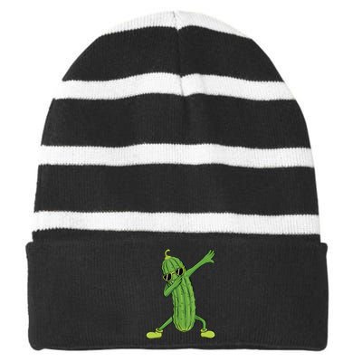 Dabbing Pickle Gift Dancing Cucumber Lover Funny Gifts Striped Beanie with Solid Band