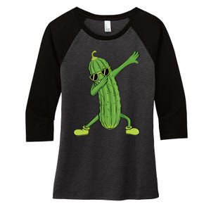 Dabbing Pickle Gift Dancing Cucumber Lover Funny Gifts Women's Tri-Blend 3/4-Sleeve Raglan Shirt