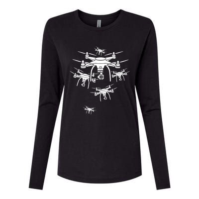 Drone Pilot Gift Womens Cotton Relaxed Long Sleeve T-Shirt