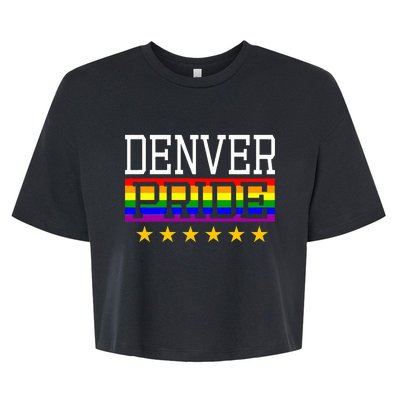 Denver Pride Gay Lesbian Queer LGBT Rainbow Flag Colorado  Bella+Canvas Jersey Crop Tee