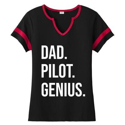 Dad Pilot Genius Funny Father Gift Ladies Halftime Notch Neck Tee